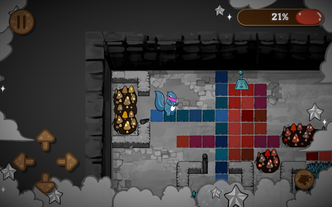 Door unlock mechanic — color-matched doors open when the player activates the corresponding switch